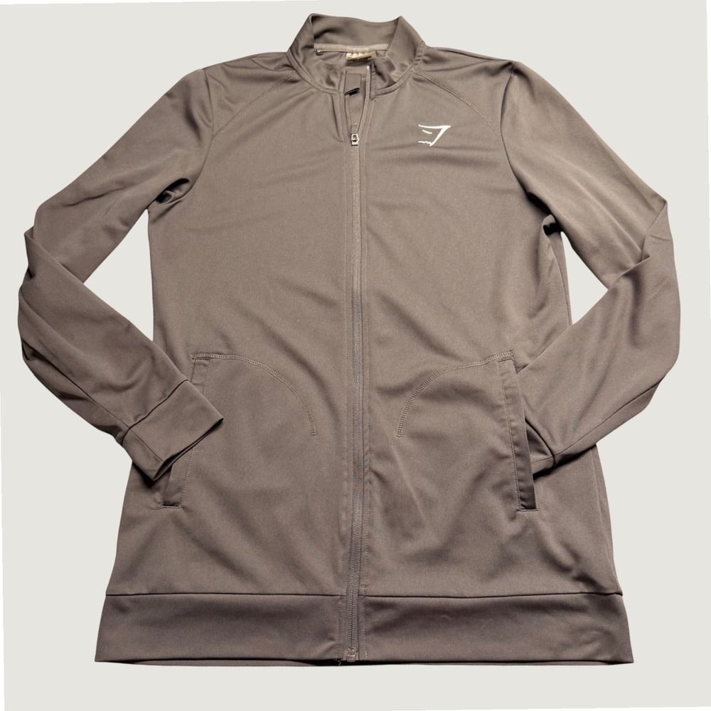 Gymshark Mens Full Zip Track Jacket Charcoal Grey Mock Neck Size L Athleisure